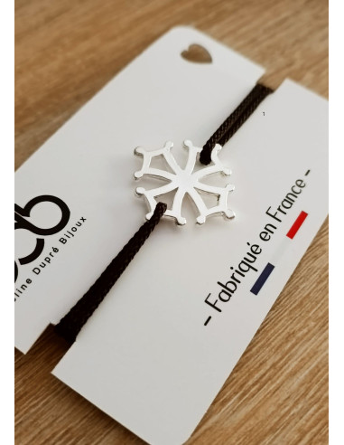 Bracelet Croix Occitane - ø23mm - cordon réglable