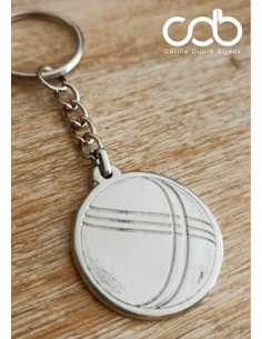 Porte clés boule de pétanque en étain