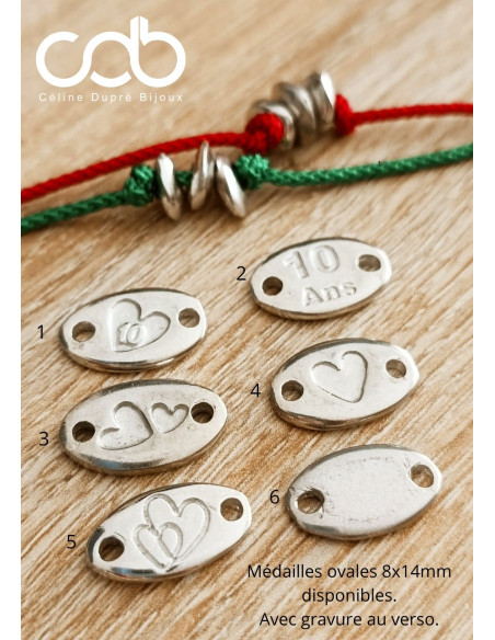 Bracelet en étain - 10 Ans de Mariage – 4 perles allongées - personnalisable