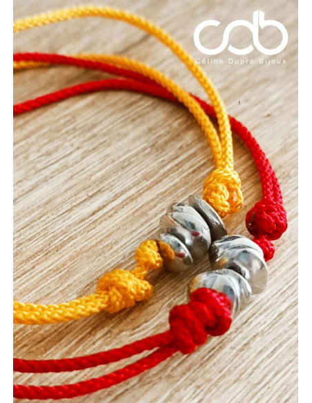 Bracelet 10 Ans de Mariage en Étain Personnalisé – 4 perles rondes - Made in France