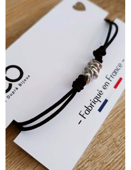 Bijoux en étain - Box / coffret Bijoux duo "Noces d'étain / 10 ans de mariage" - 2 bracelets 5 perles en étain allongées