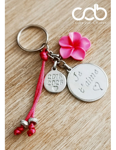 Porte clés en étain - Je t'aime ø30mm +...