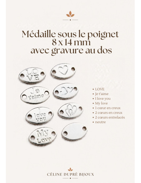 Bracelet 10 Ans de Mariage en Étain Personnalisé – 4 perles rondes - Made in France