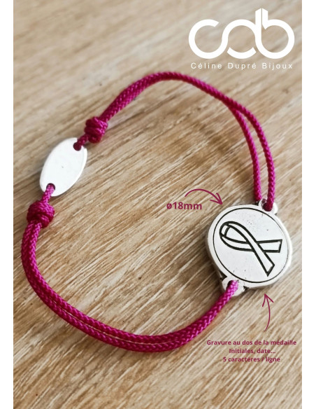 Bracelet Octobre Rose - ø18mm - personnalisable