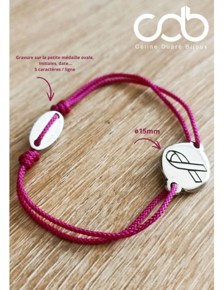 Bracelet Octobre Rose - ø15mm - personnalisable