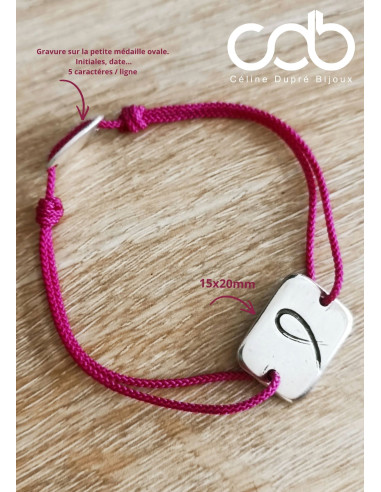 Bracelet Octobre Rose - Rectangle 15x20mm -...