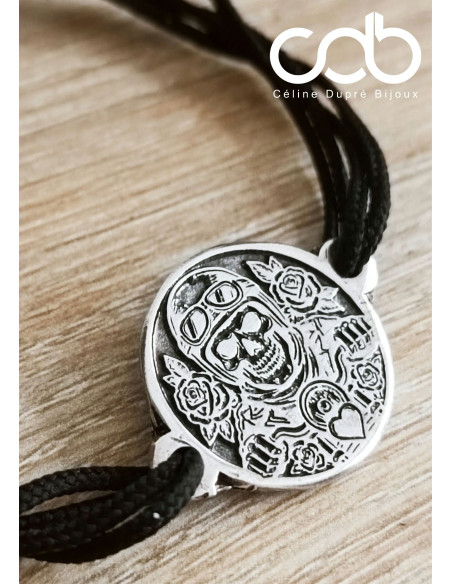 Bracelet motard tête de mort