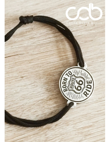 Bracelet Motard Biker Route 66 - BORN TO RIDE -...