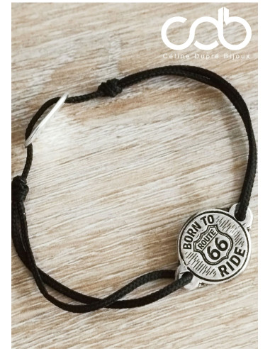 Bracelet Motard Biker Route 66 - BORN TO RIDE -...