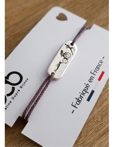 Bracelet Triathlon - médaille rectangle 11x30mm...
