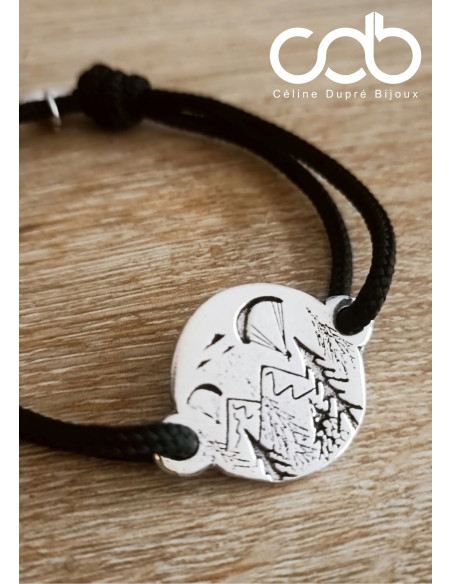 Bracelet Parapente médaille ronde ø25mm - cordon paracorde ø3mm