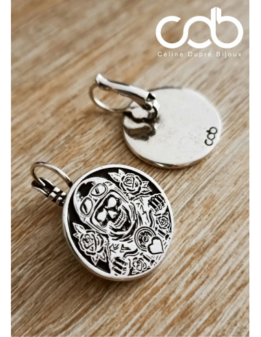 Boucles d'oreilles Motard Biker - Tête de Mort...
