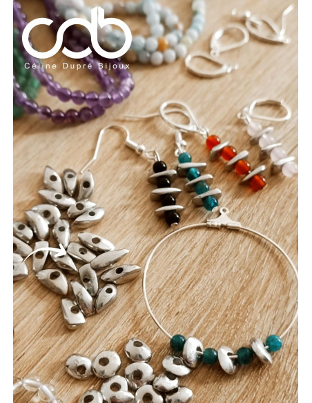 Boucles d'oreilles perles d'étain et naturelles - personnalisable