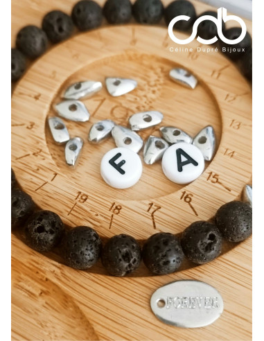 Bracelet en perles de lave noire, perles en...