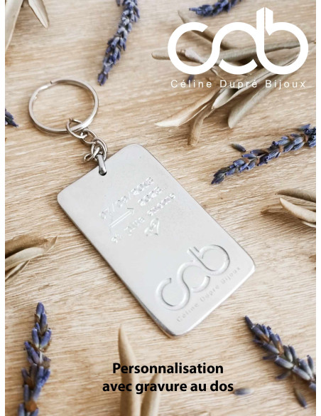 Porte clés en étain 10ans en battons - 1 médaille rectangle 35x59mm