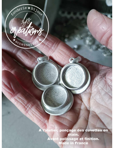 Base pour pendentif rond ø26mm avec cuvette...
