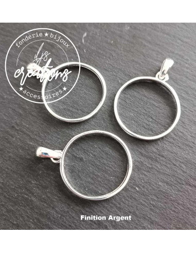 Pendentif cercle /cadre rond ø25x2mm avec bélière
