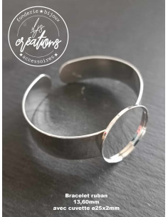 Bracelet ruban 13,60mm de large avec cuvette ø25x2mm