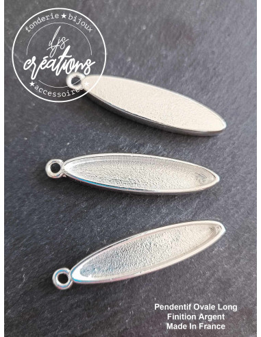 Base pour pendentif Ovale Long 8x37x4mm sans...