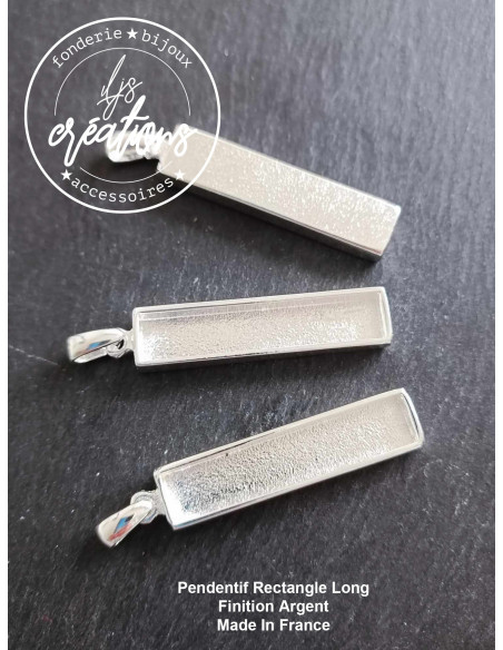 Bases pour Pendentif Rectangle Long 8x40x4mm - Finition au choix