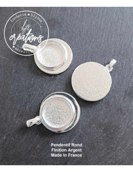 Base pour pendentif rond avec bélière - ø26mm avec cuvette ø18x4mm -  finitions au choix