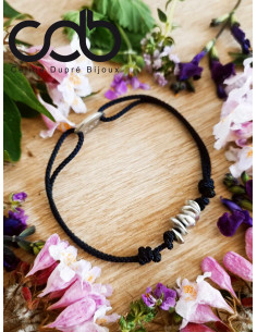 Bracelet réglable avec 5 perles en étain