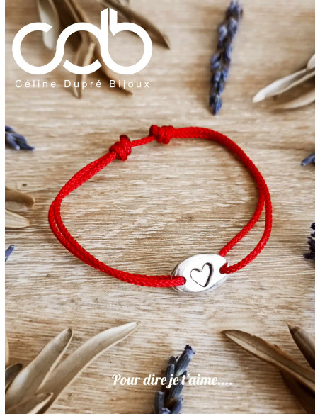Bracelet en étain - Coeur en creux 7x14mm - personnalisable
