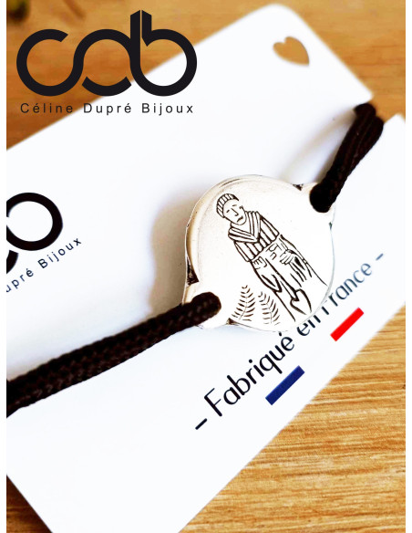 Bracelet saint Fiacre - réglable avec médaille ø25mm - cordon paracorde ø3mm