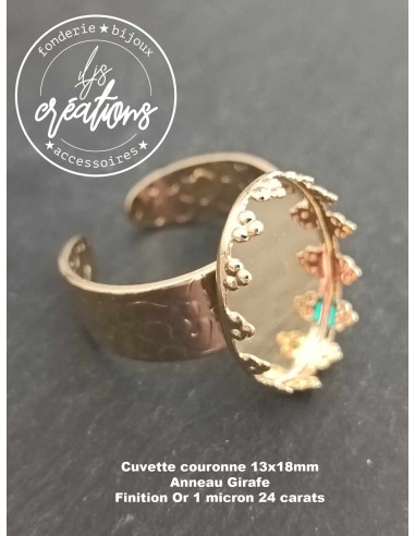 Bague couronne 13x18mm anneau girafe