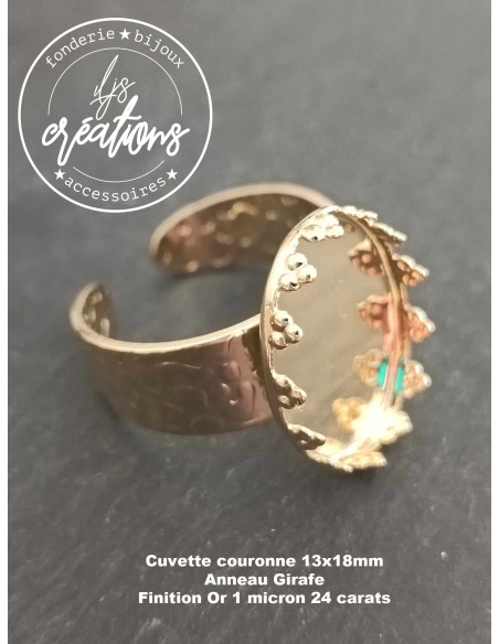 Bague couronne 13x18mm anneau girafe