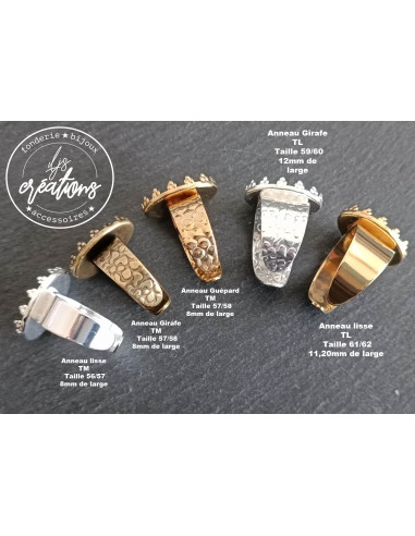 Base pour bague ovale (style couronne) 13x18mm...