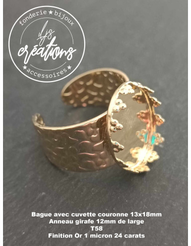 Bague couronne ovale avec anneau girafe, finition or