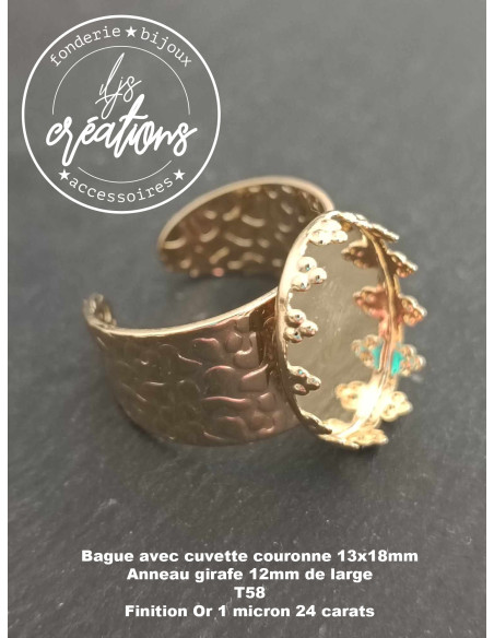 Bague couronne ovale avec anneau girafe, finition or
