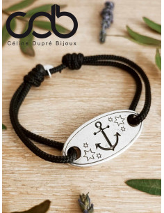 Bracelet réglable avec ancre marine