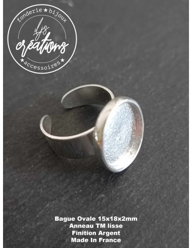 Base pour bague ovale 15x18x2mm - finition au...