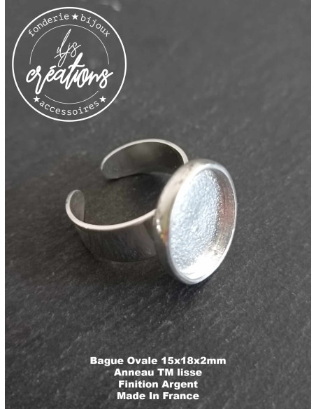Base pour bague ovale 15x18x2mm - finition au choix