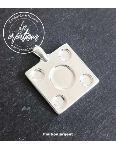 Pendentif carré 26x26mm cuvettes ø5/11mm -...