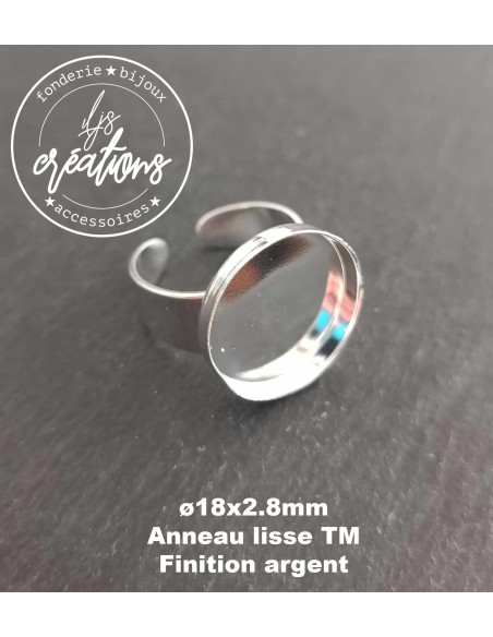Base pour Bague Ronde Cuvette ø18x2.8mm - Anneau lisse TM (57) - finition au choix