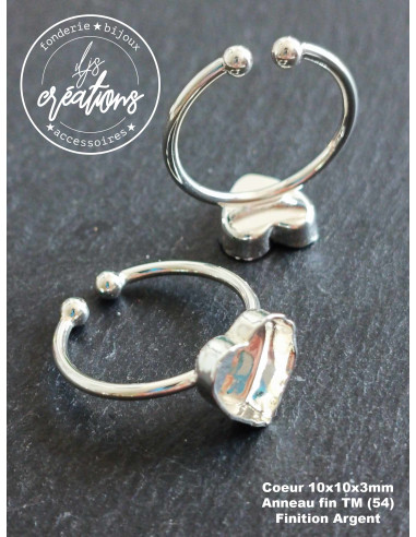 Base pour bague Coeur - Anneau fin TM (54) -...