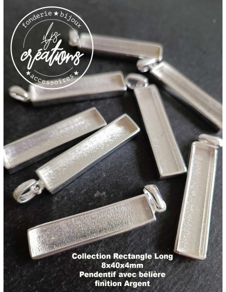 Pendentif rectangle long avec bélière