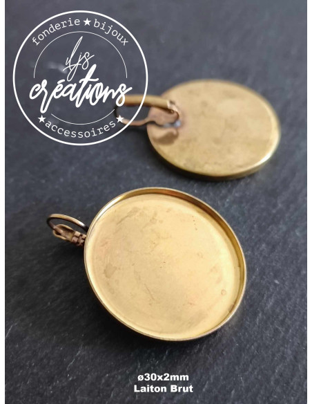 Boucles d'oreilles rondes ø30x2mm laiton brut (sans traitement)