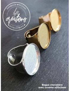Bague chevalière avec cuvette ronde ø25x2mm