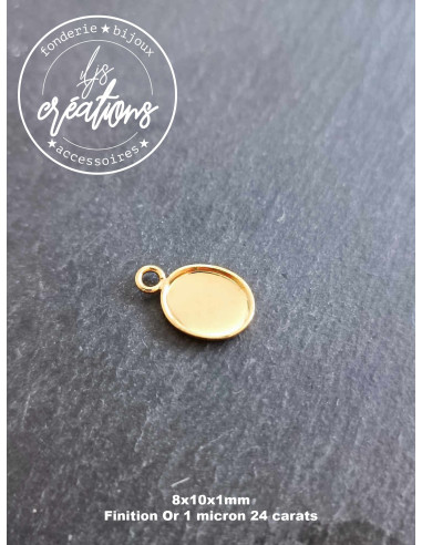 Base pour pendentif ovale avec cuvette 8x10x1mm...