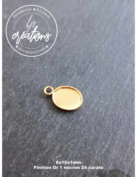 Base pour pendentif ovale avec cuvette 8x10x1mm - finition au choix