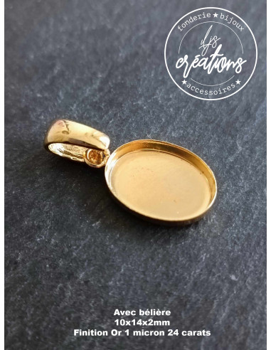 Base pour pendentif ovale avec cuvette 10x14mm...