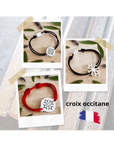 Bracelet Croix Occitane ø23mm - cordon réglable
