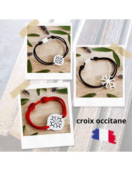 Bracelet Croix Occitane ø23mm - cordon réglable