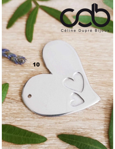 Coeur à Suspendre en étain brut - 42x46mm