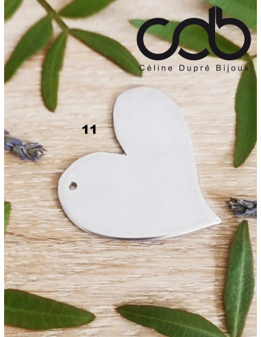 Coeur à Suspendre en étain brut - 42x46mm