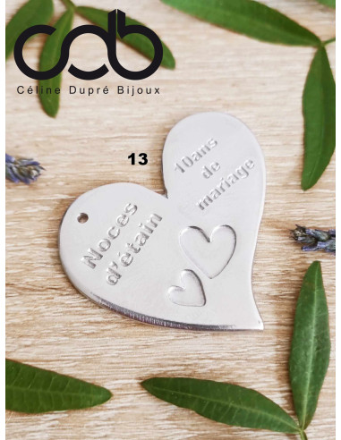 Coeur à Suspendre en étain brut - 42x46mm